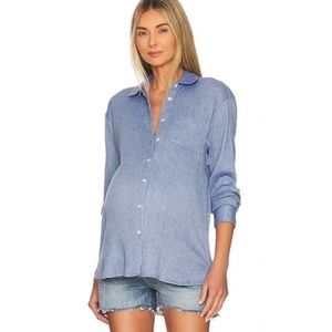 Hatch Blue Button Front Shirt Maternity